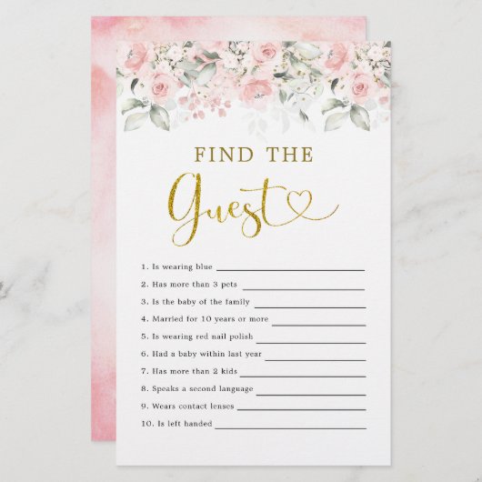 Blush Pink Bloral Baby Dusche finden Sie (Vorne/Hinten)