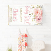 Blush Pink Bloral Baby Dusche Hintergrund Empfang Banner (Insitu)