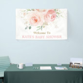 Blush Pink Bloral Baby Dusche Hintergrund Empfang Banner (Messeveranstaltung)