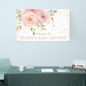 Blush Pink Bloral Baby Dusche Hintergrund Empfang Banner (Messeveranstaltung)
