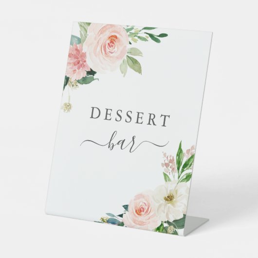 Blush Pink Bloral Baby Dusche Nachtisch Bar Sockelschild (Vorderseite)