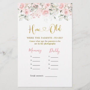 Blush Pink Bloral Baby Dusche Wie alt Eltern