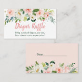Blush Pink Bloral Baby Dusche Windeln Raffelkarten Platzkarte (Vorne/Hinten)