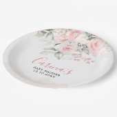 Blush Pink Bloral Baby Duschpapierplatte Pappteller (Schrägansicht)