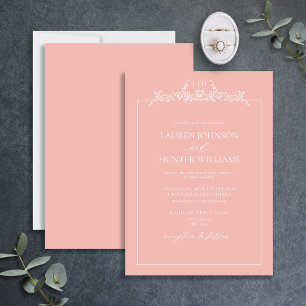 Blush Pink Bloral Border Monogram Wedding Einladung
