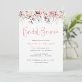 Blush Pink Bloral Bridal Brunch Einladung (Stehend Vorderseite)