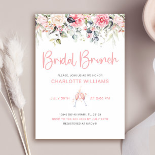 Blush Pink Bloral Bridal Brunch Einladung