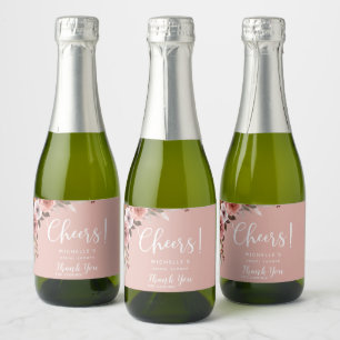 Blush Pink Bloral, Chef, Liquor, Wein Gefallen Schaumweinetikett