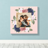 Blush Pink Bloral Custom Family Foto auf Leinwand (Insitu (Holzboden))