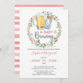 Blush Pink Bloral Ein Baby Braut Babydusche Einladung (Vorne/Hinten)