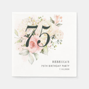Blush Pink Bloral Eukalyptus 75. Geburtstagsparty Serviette