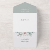 Blush Pink Bloral Eukalyptus Geometric Wedding All In One Einladung (Außenbereich)