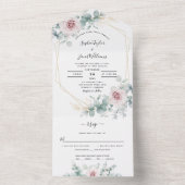 Blush Pink Bloral Eukalyptus Geometric Wedding All In One Einladung (Innen Boden)
