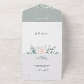 Blush Pink Bloral Eukalyptus Geometric Wedding All In One Einladung (Außenbereich)
