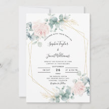 Blush Pink Bloral Eukalyptus Geometric Wedding