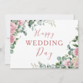 Blush Pink Bloral Eukalyptus Happy Wedday Karte (Vorderseite)