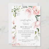 Blush Pink Bloral & Eukalyptus Sweet 16 2B Einladung (Vorderseite)