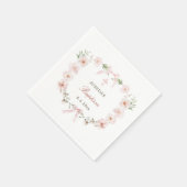 Blush Pink Bloral Frame Taufe Serviette (Ecke)