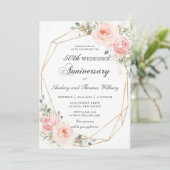 Blush Pink Bloral Geometric Hochzeitjubiläum Einladung (Stehend Vorderseite)