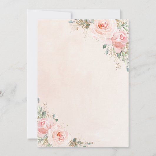 Blush Pink Bloral Geometric Hochzeitjubiläum Einladung (Rückseite)