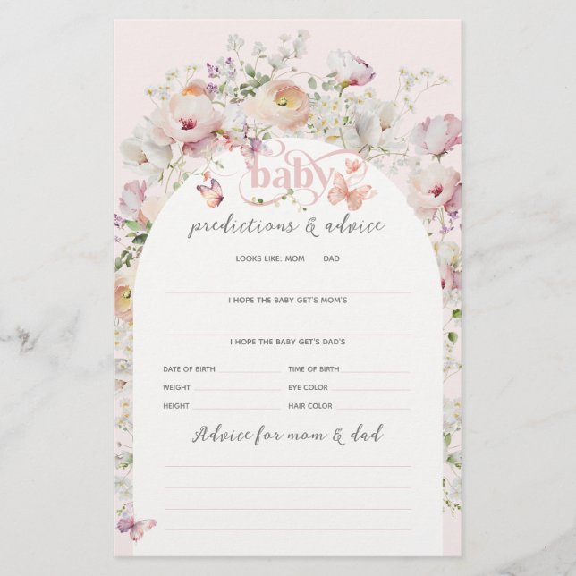 Blush Pink Bloral Girl Baby Duschgame (Vorderseite)