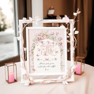 Blush Pink Bloral Girl Babydusche Windeln Poster