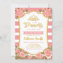 Blush Pink Bloral Gold Crown Princess Baby Dusche
