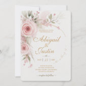 Blush Pink Bloral Hochzeit Einladung Weiße Blume (Vorderseite)