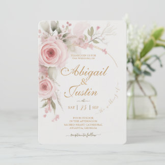 Blush Pink Bloral Hochzeit Einladung Weiße Blume