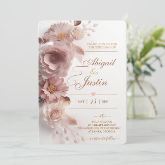 Blush Pink Bloral Hochzeit Einladung Weiße Blume