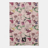 Blush Pink Bloral Hummingbird Garden Geschirrtuch (Vertikal)