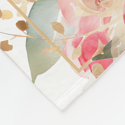 Blush Pink Bloral Monogram Baby Blanket Fleecedecke (Ecke)