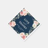 Blush Pink Bloral Navy Geometric Botanical Wedding Serviette (Ecke)
