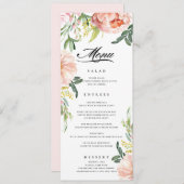 Blush Pink Bloral Peony Wedding Menü Menükarte (Vorne/Hinten)