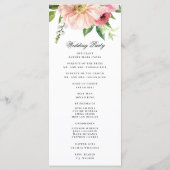 Blush Pink Bloral Peony Wedding Programm (Rückseite)