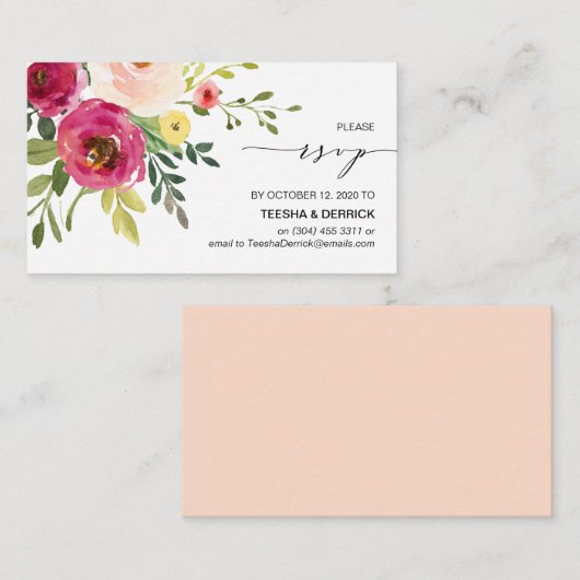Blush Pink Bloral, Schwarzer Schriftart, unser Hoc Begleitkarte (Vorne/Hinten)