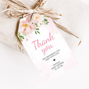 Blush Pink Bloral Spring Baby Duschvorhang Tags Geschenkanhänger