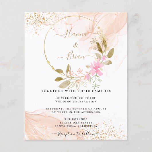 Blush Pink Bloral, Spring Pink Wedding Flyer (Vorne)