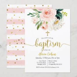 Blush Pink Bloral Taufen Einladung