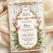 Blush Pink Bloral und Grün Pearl Brautparty Einladung