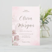 Blush Pink Bloral Wedding Einladung (Stehend Vorderseite)