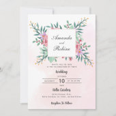 Blush Pink Bloral Wedding Einladung (Vorderseite)
