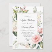Blush Pink Bloral Wedding Einladung (Vorderseite)