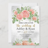 Blush Pink Bloral Wedding Einladung (Vorderseite)