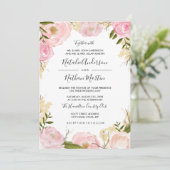 Blush Pink Bloral Wedding Einladung (Stehend Vorderseite)
