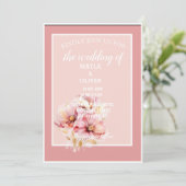 Blush Pink Bloral Wedding Einladung (Stehend Vorderseite)