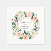 Blush Pink Bloral Wreath Wedding Serviette (Vorderseite)