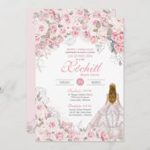 Blush Pink Blossom Elegante Quinceanera Einladung (Vorne/Hinten)