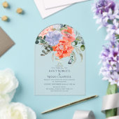 Blush Pink & Blue Aquarellfarben Blumenzehen Acryleinladungen (Insitu (Hochzeit))