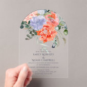 Blush Pink & Blue Aquarellfarben Blumenzehen Acryleinladungen (Insitu (Handheld))